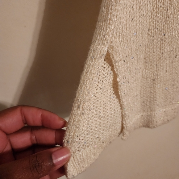 FLAWED Michael Michael Kors High Neck Tank Sequin Ivory Sweater Sz XL NWT - Picture 7 of 10